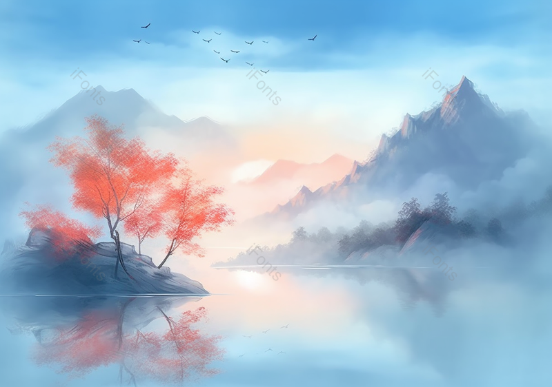手绘中国风小清新水彩风格山水风景插画,插画/手绘图,插画/手绘图库,插画/手绘图下载,插画/手绘